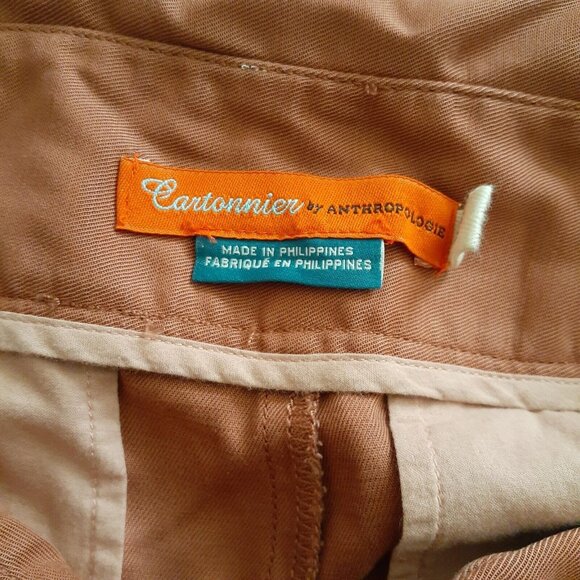 Cartonnier Anthropologie Cuff Pants Pleated Tie Front Rust High Waisted 6 - Picture 4 of 16